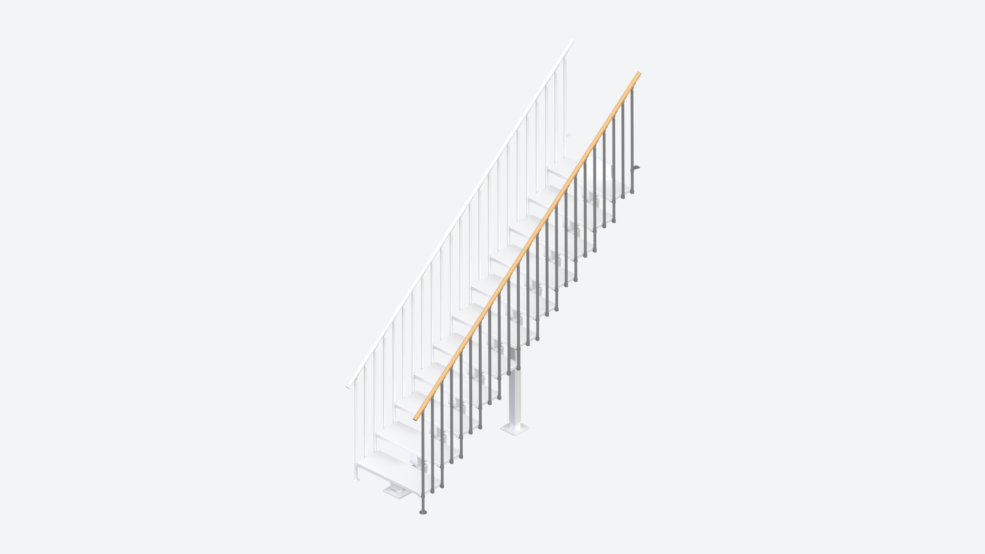 Stair banister DUBAI Classic 3 straight flight Pearl grey